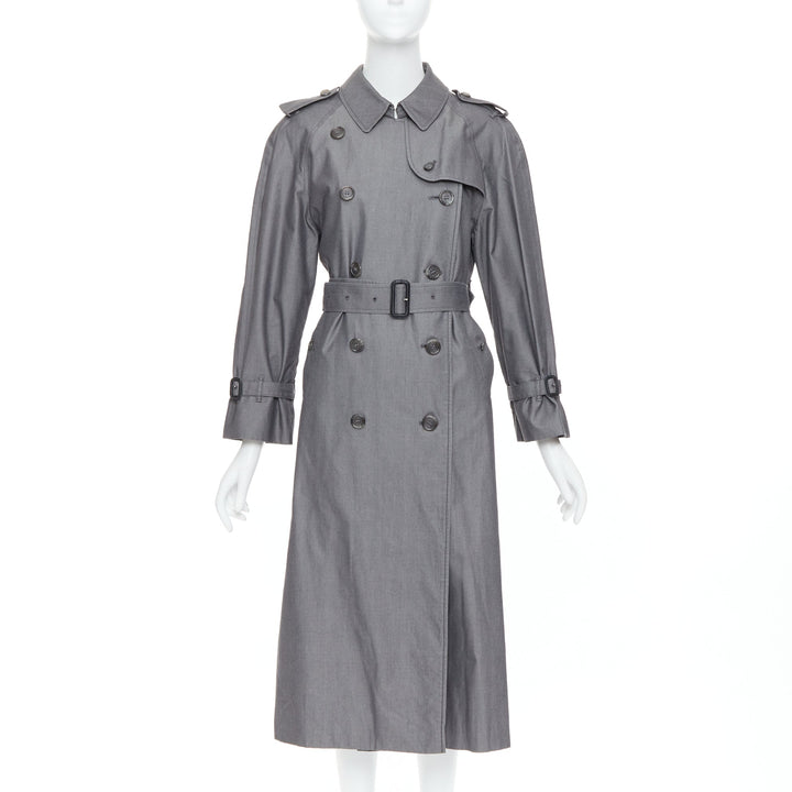 BURBERRY Vintage Made To Measure grey cotton trench coat UK12 L