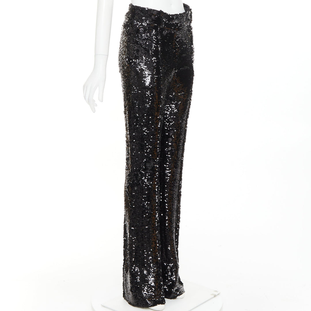 ALEXANDRE VAUTHIER COUTURE AW2020 Runway black sequin high waist straight pants