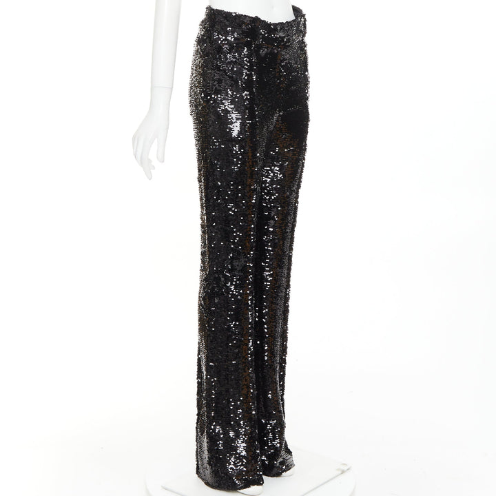 ALEXANDRE VAUTHIER COUTURE AW2020 Runway black sequin high waist straight pants