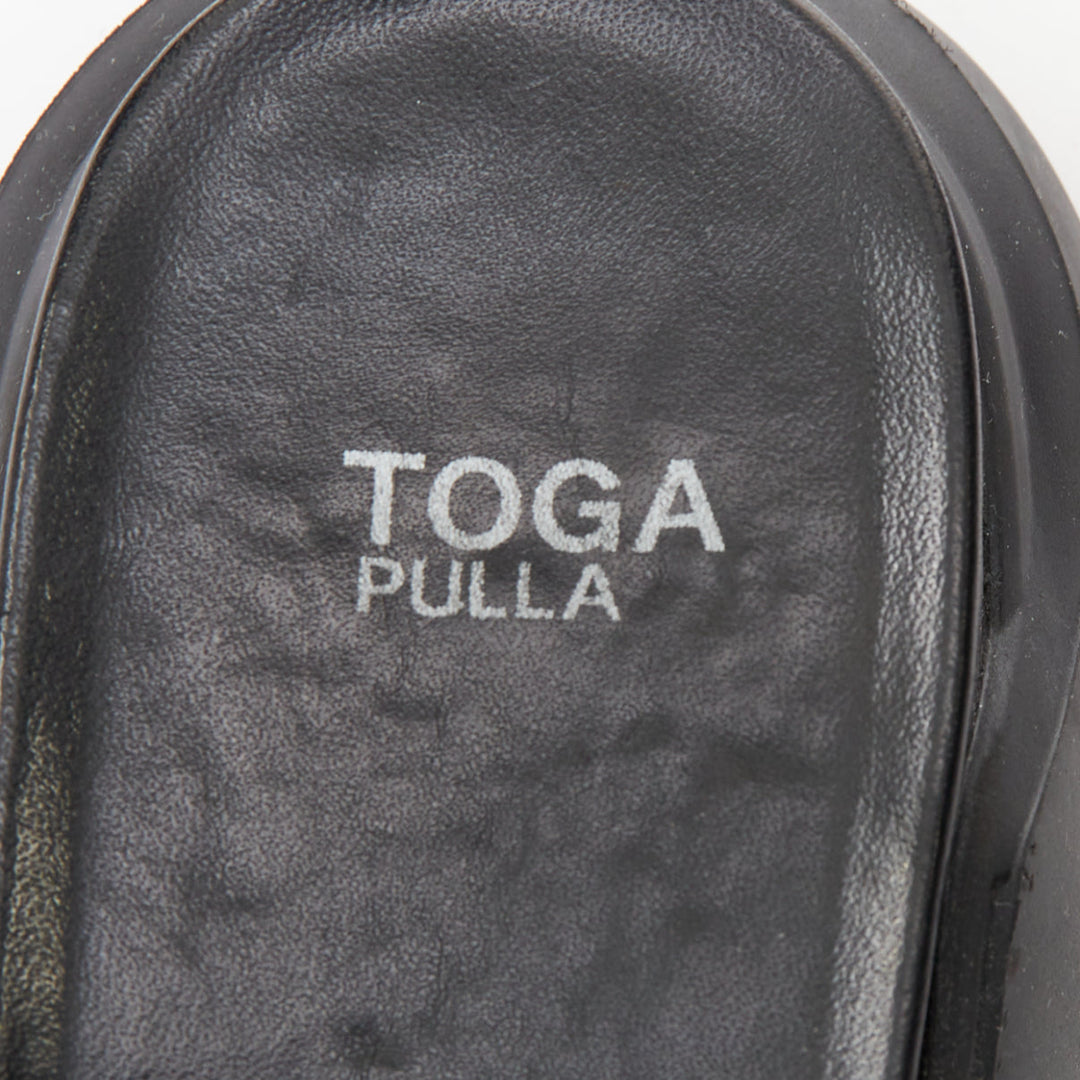 TOGA PULLA black leather strappy western buckle platform sandals EU39