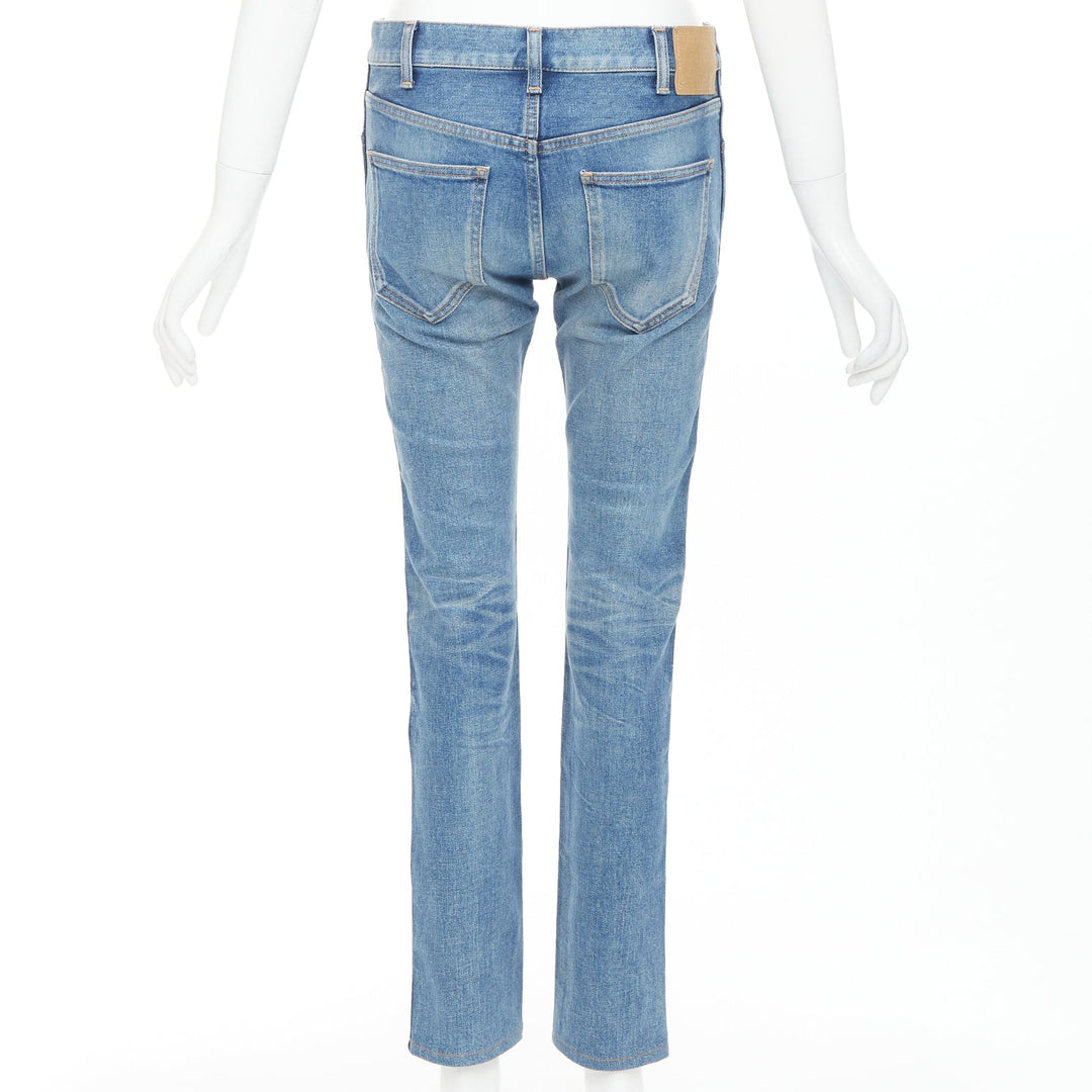 CELINE M_SK_004 N120 640E 07UW blue washed cotton minimal tab pocketed jeans 27"