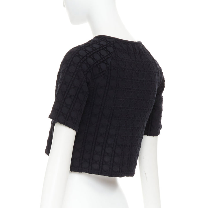 CHRISTIAN DIOR KIDS Diorissimo black cannage velvet cotton crop top 10Yrs XS