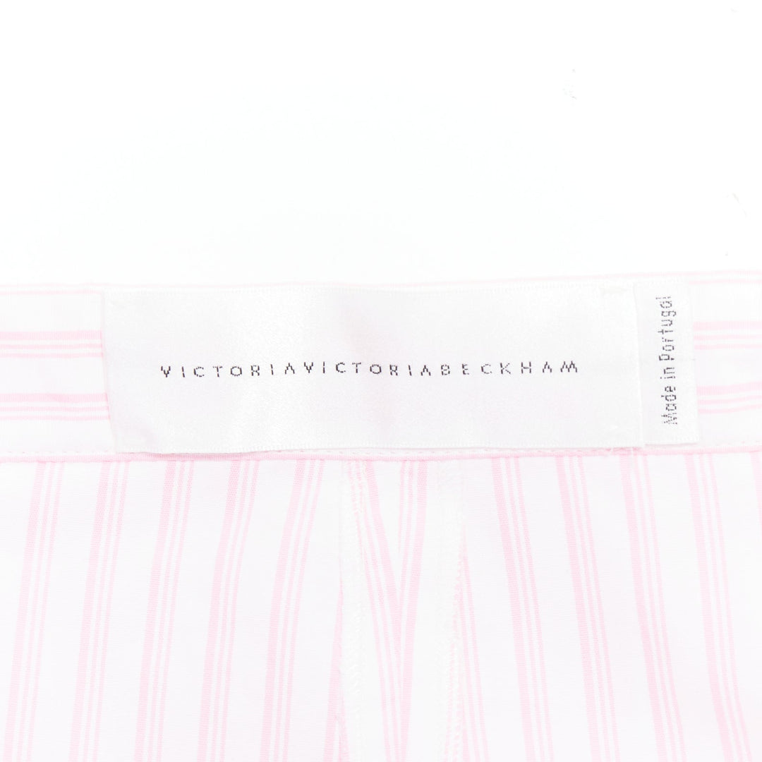 VVB VICTORIA BECKHAM pink white pinstriped tie front tiered skort