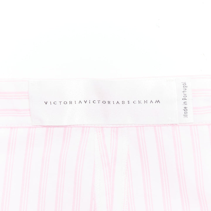 VVB VICTORIA BECKHAM pink white pinstriped tie front tiered skort