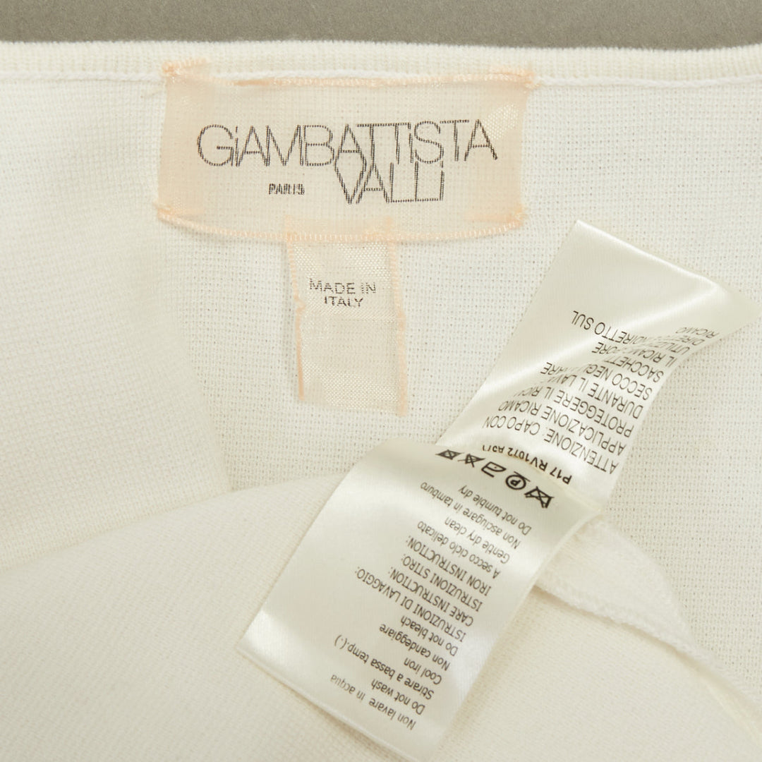 GIAMBATTISTA VALLI petal bead trim white viscose blend cardigan IT38 XXS