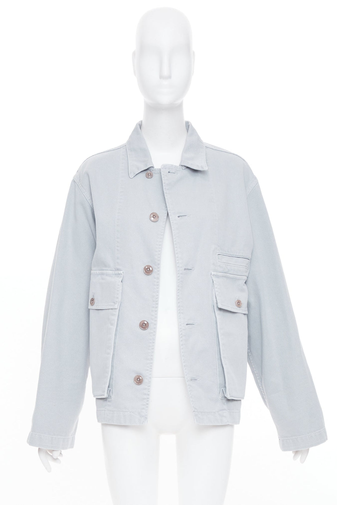 LEMAIRE 2025 snowy blue grey cotton denim boxy workwear utility pocket jacket XS