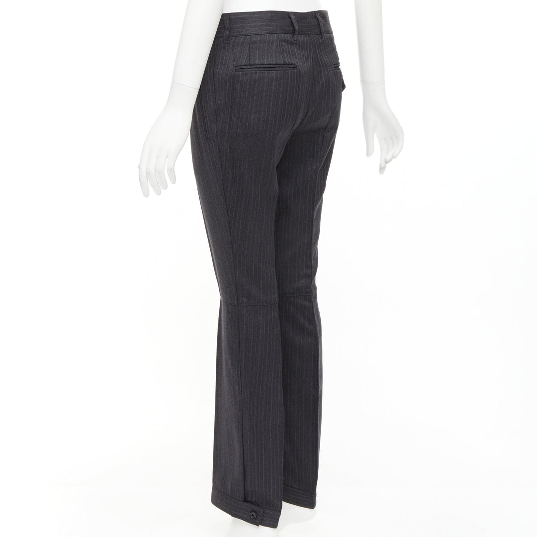 PRADA 2006 100% wool grey pinstripe pleated cuffed pants IT38 XS