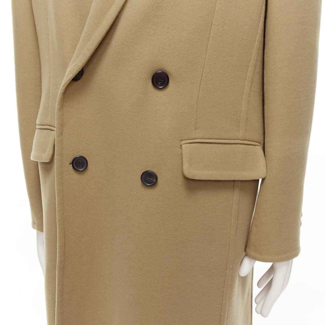 LOEWE camel wool cashmere black double breasted oversized coat IT46 S