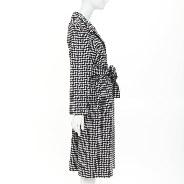MIU MIU 2022 Pied De Poule houndstooth virgin wool logo applique coat IT38 XS