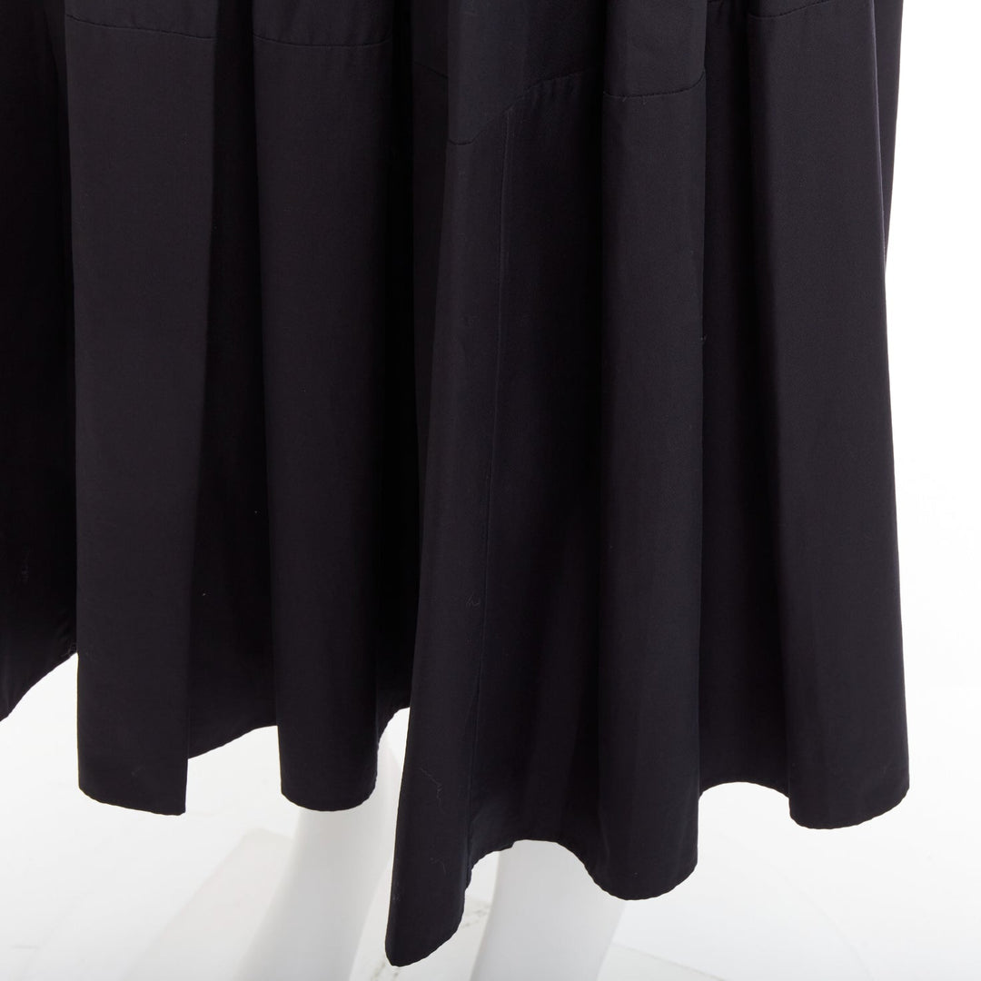 KHAITE black 100% cotton invisible waistband pleated full tea length skirt US2 S