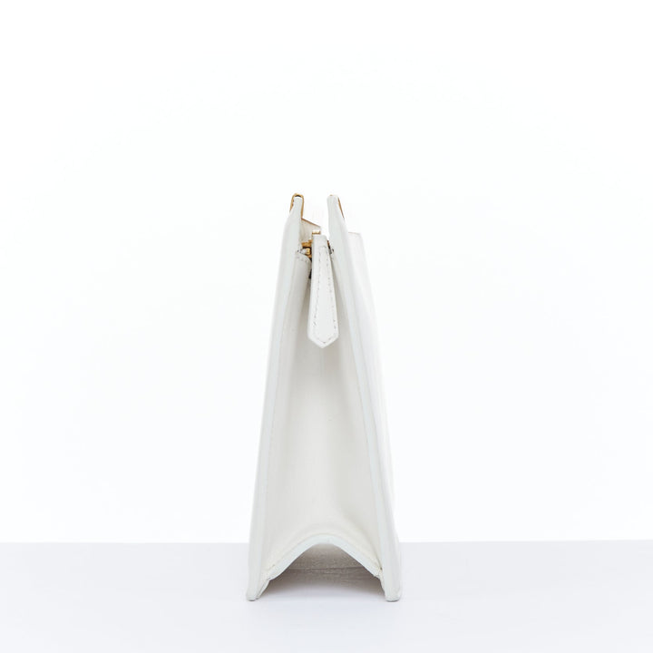 SAINT LAURENT Lutetia gold bar off white smooth leather clutch bag
