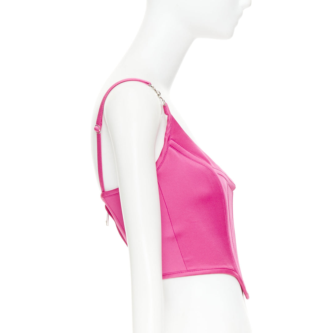 new VERSACE Medusa '95 Satin Waterlilly fuschia pink boned corset top IT38 XS