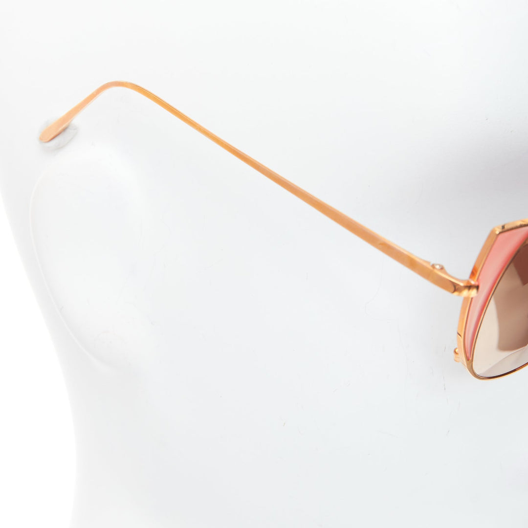 LINDA FARROW Des Voeux LFL855/6 rose gold peach cat eye sunglasses