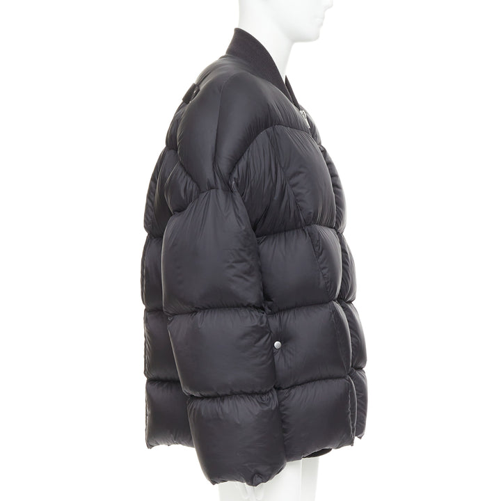 RICK OWENS 2022 Strobe black goose down oversized cocoon boxy puff bomber IT48 M