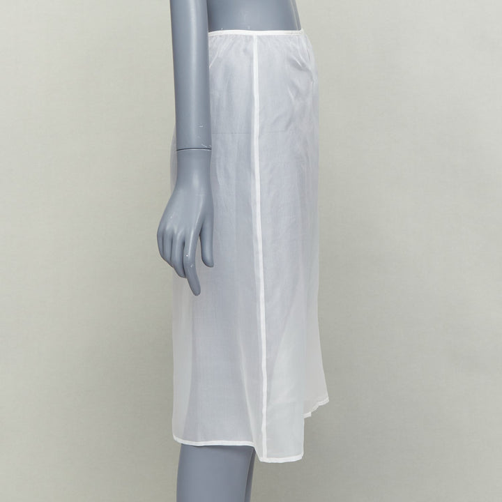 DRIES VAN NOTEN white 100% silk sheer high waisted knee skirt FR34 XS