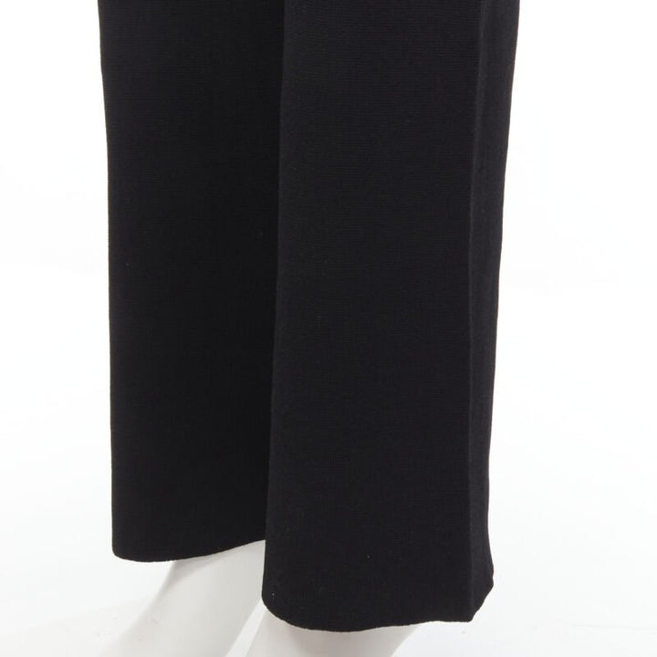 NANUSHKA black viscose nylon knitted wide leg pants S
