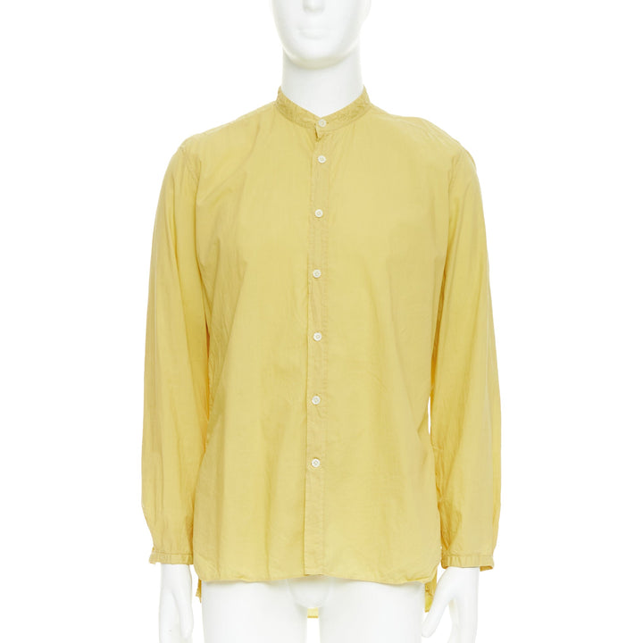 LANVIN butter yellow cotton bishop collar button up dress shirt EU40 L