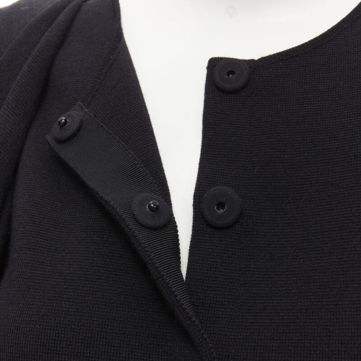 GIAMBATTISTA VALLI Maglia black wool silk cashmere draped cap sleeve cardigan S