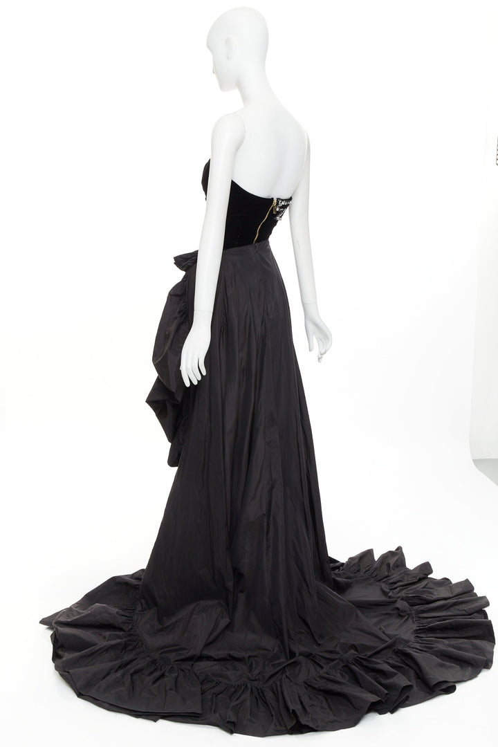 rare ALEXANDRE VAUTHIER COUTURE SS2017 Runway black velvet crystal ruffle gown