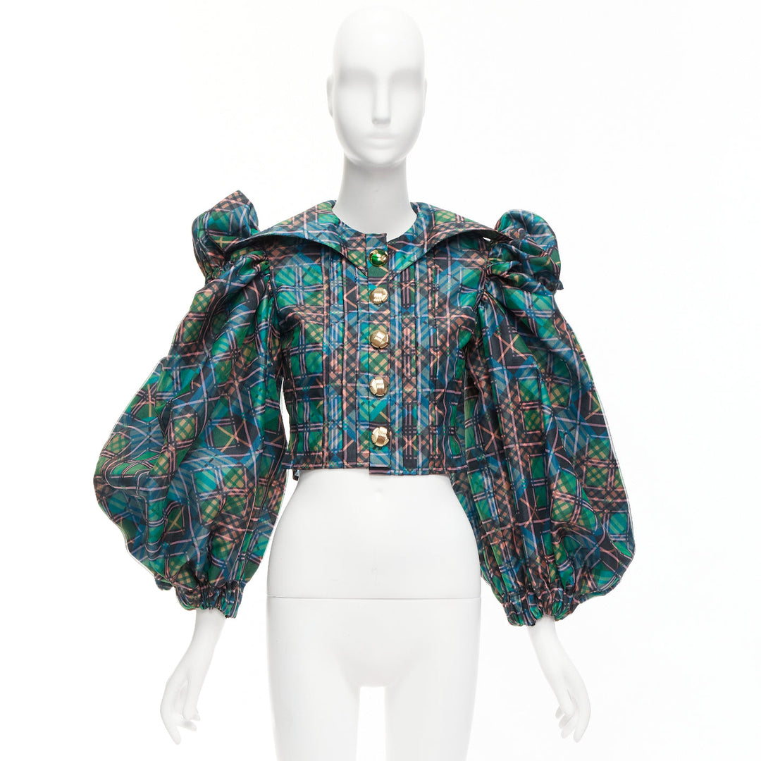 Female mannequin wearing Chopova Lowena Green Polyester Women Top in Size  S | Available at JHROP