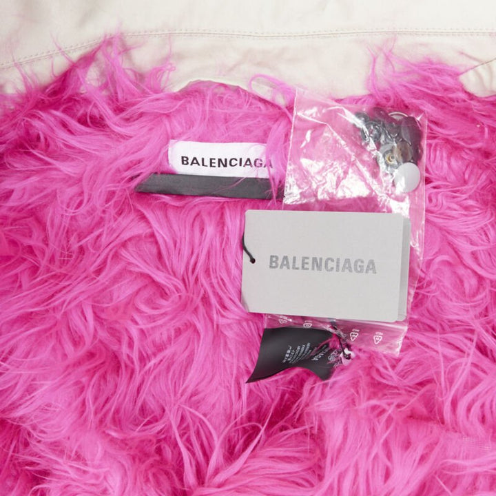 rare BALENCIAGA 2018 Runway Fake Layering 7 layer pink fur lined parka jacket XL