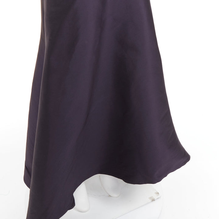 OSCAR DE LA RENTA P13 navy silk tafetta corset one shoulder mermaid gown US0 XS