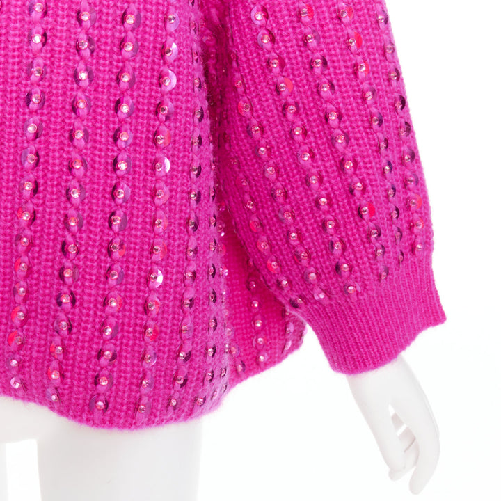 VALENTINO 2022 Pier Paolo Piccioli hot pink mohair blend jewel sweater S