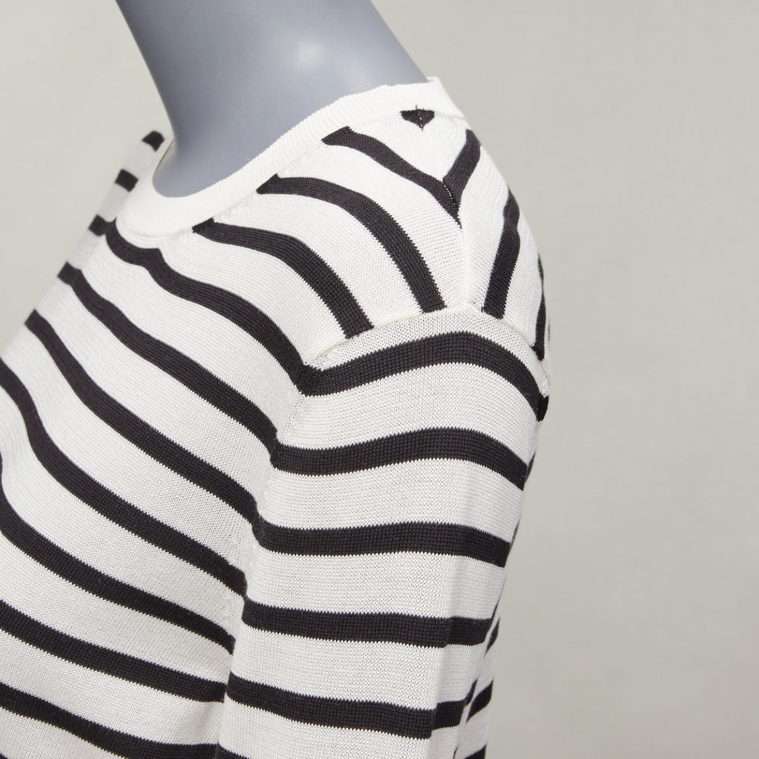 CHRISTIAN DIOR Jadior 8 cream black stripe long sleeve crew sweater FR40 L