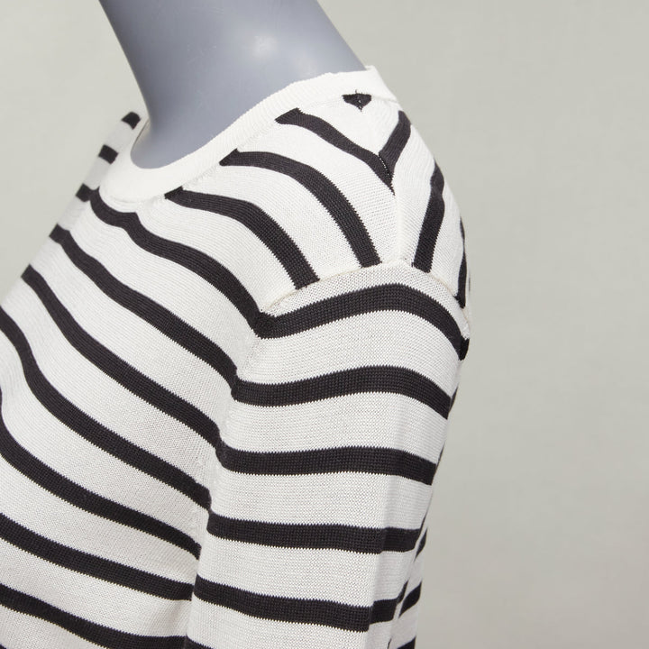 CHRISTIAN DIOR Jadior 8 cream black stripe long sleeve crew sweater FR40 L