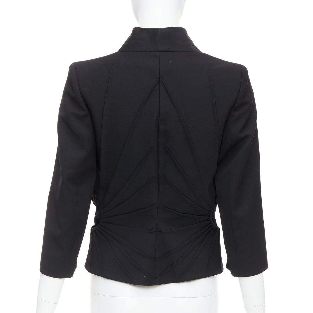 ALEXANDER MCQUEEN 2003 black virgin wool contour pleated dart blazer IT38 XS