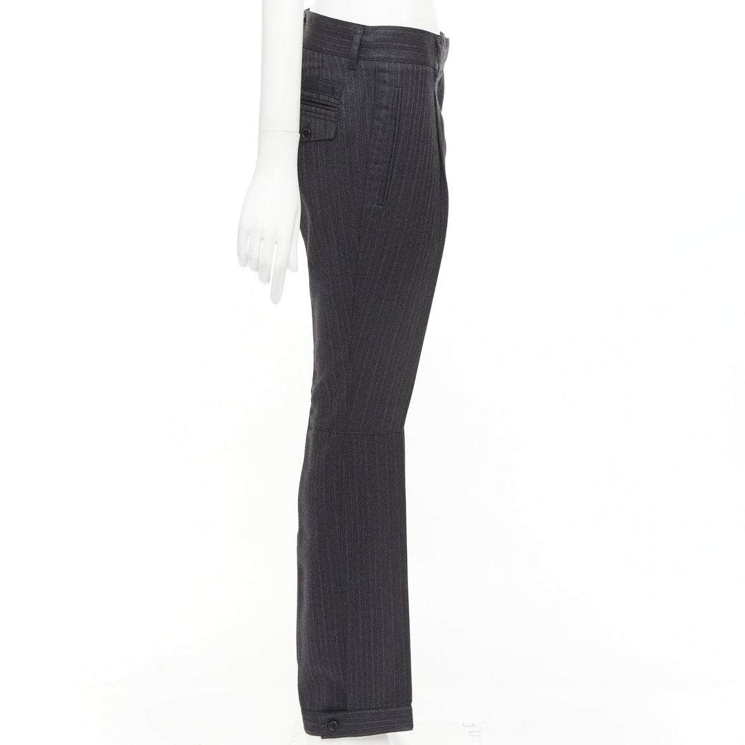 PRADA 2006 100% wool grey pinstripe pleated cuffed pants IT38 XS