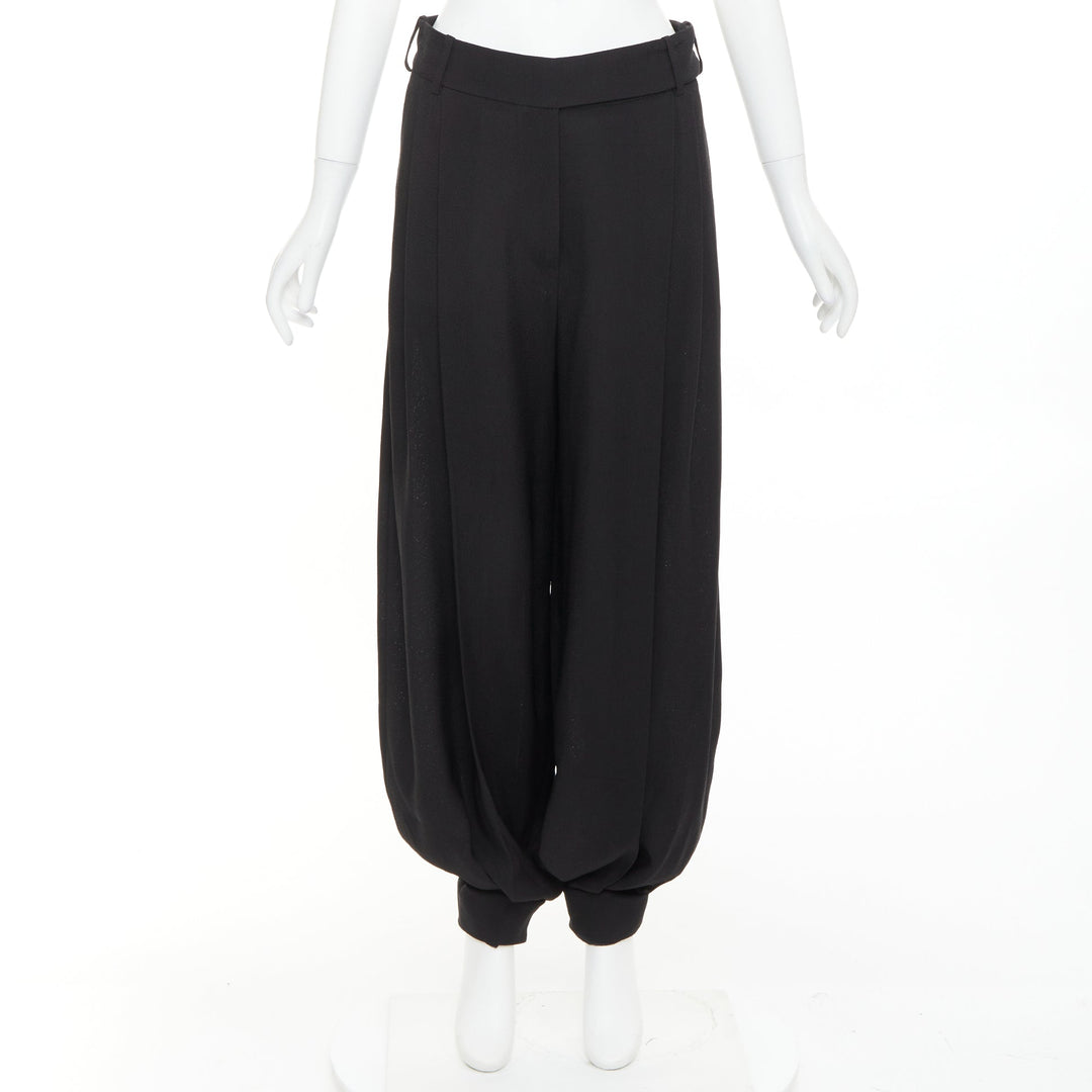 ALEXANDRE VAUTHIER COUTURE black pleated cuffed drop crotch barrel balloon pants
