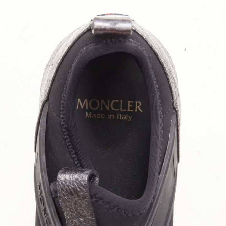 MONCLER black neoprene plastic caged metallic leather heel sports sneaker EU37