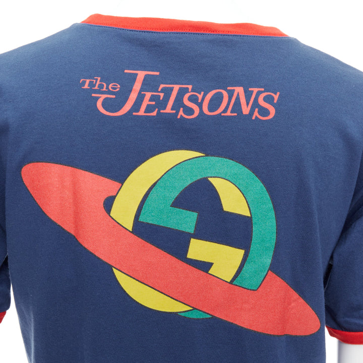 GUCCI KIDS The Jetsons navy logo print dog red ringer tshirt 12Yr