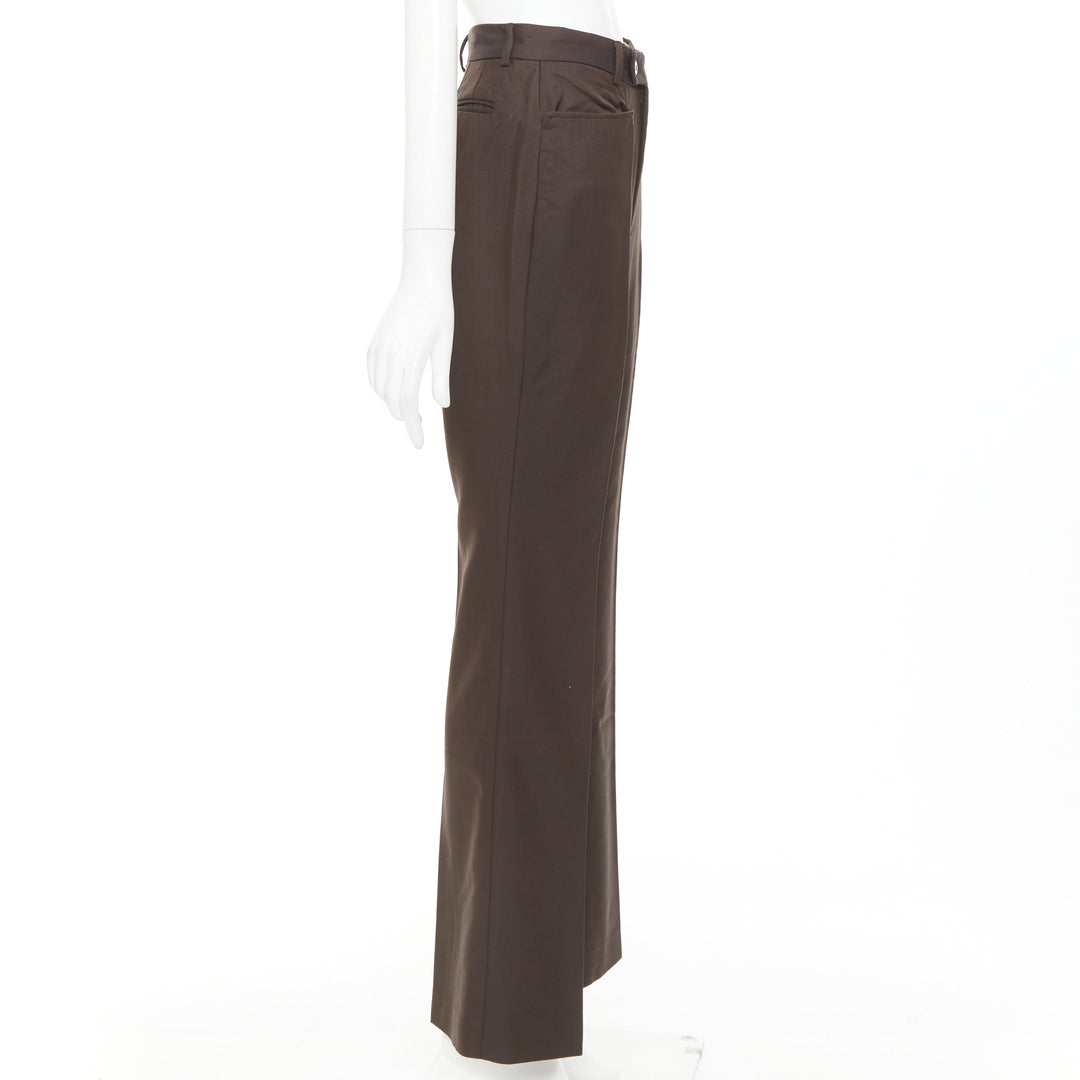 GUCCI Tom Ford chocolate brown curved pocket high waist flare trousers IT40 S