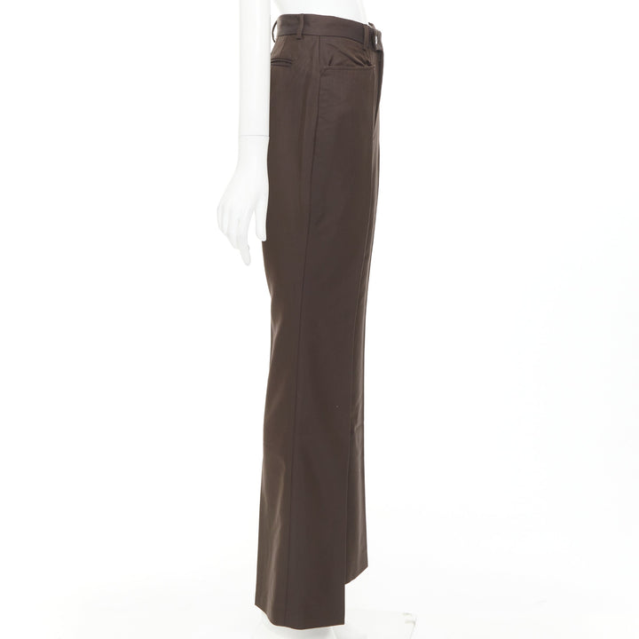 GUCCI Tom Ford chocolate brown curved pocket high waist flare trousers IT40 S