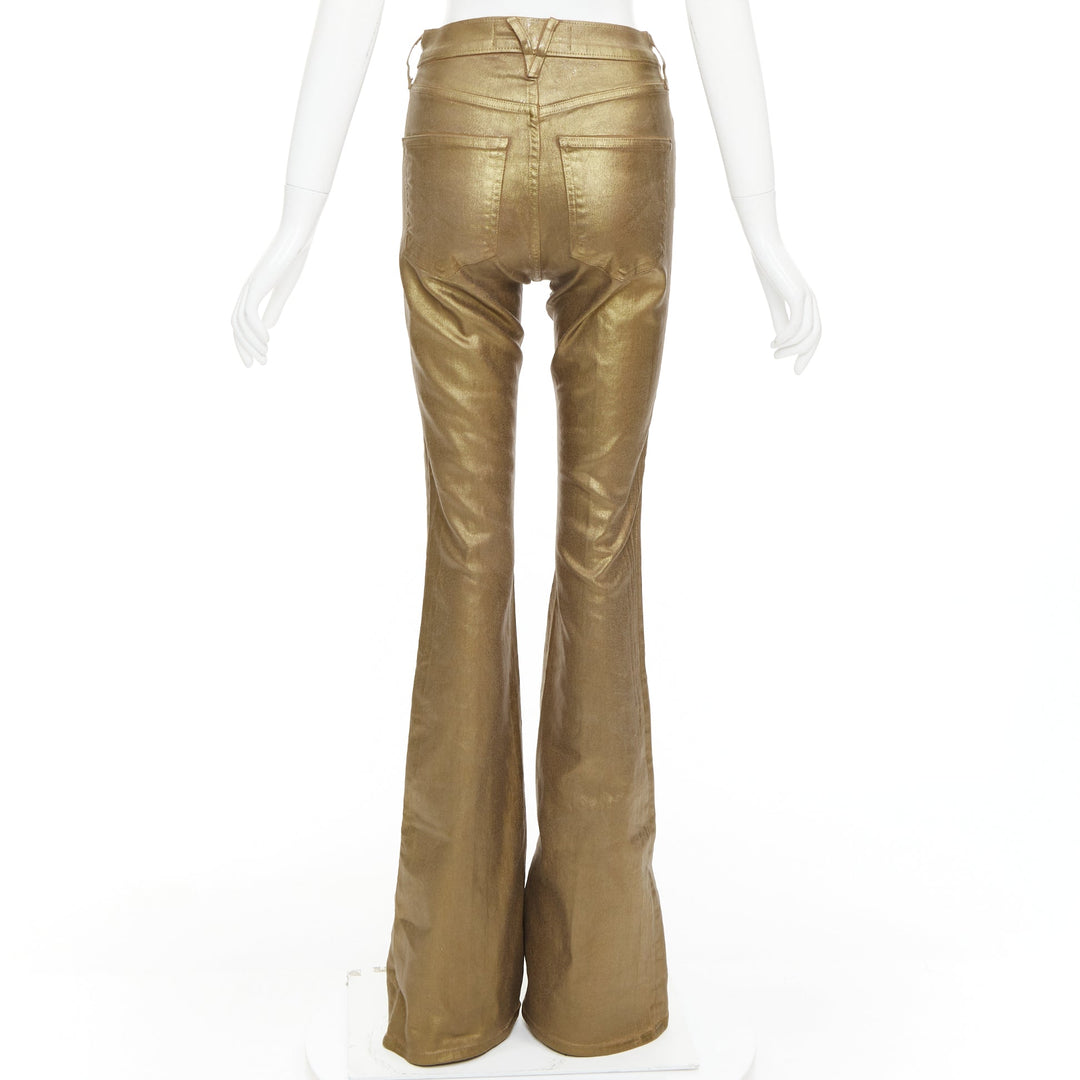 VERONICA BEARD Beverley Skinny Flare gold coated cotton flared jeans 24"