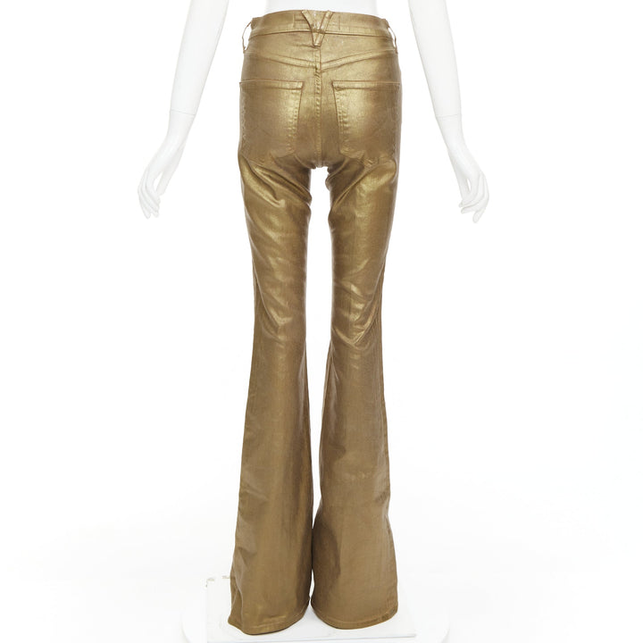 VERONICA BEARD Beverley Skinny Flare gold coated cotton flared jeans 24"