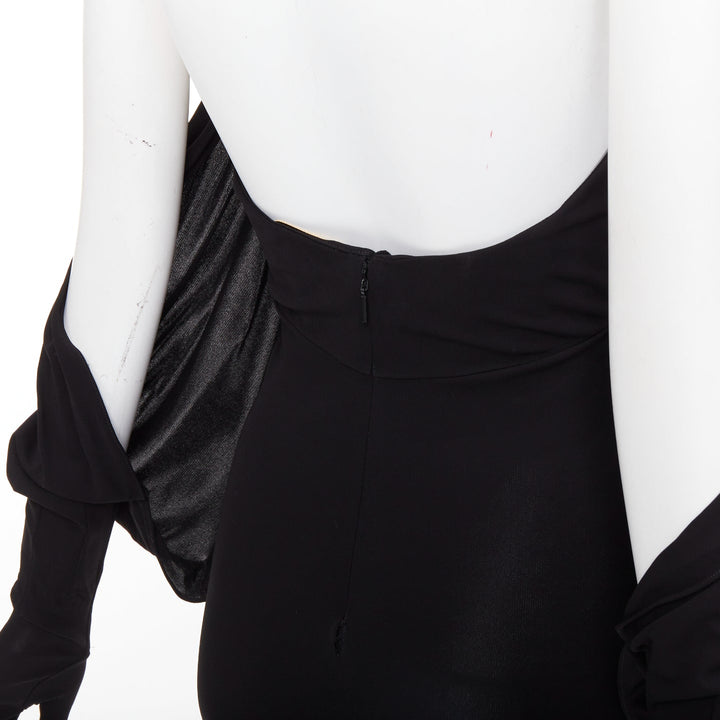 SAINT LAURENT 2023 Runway black sweetheart wired sweetheart gloves gown FR36 S