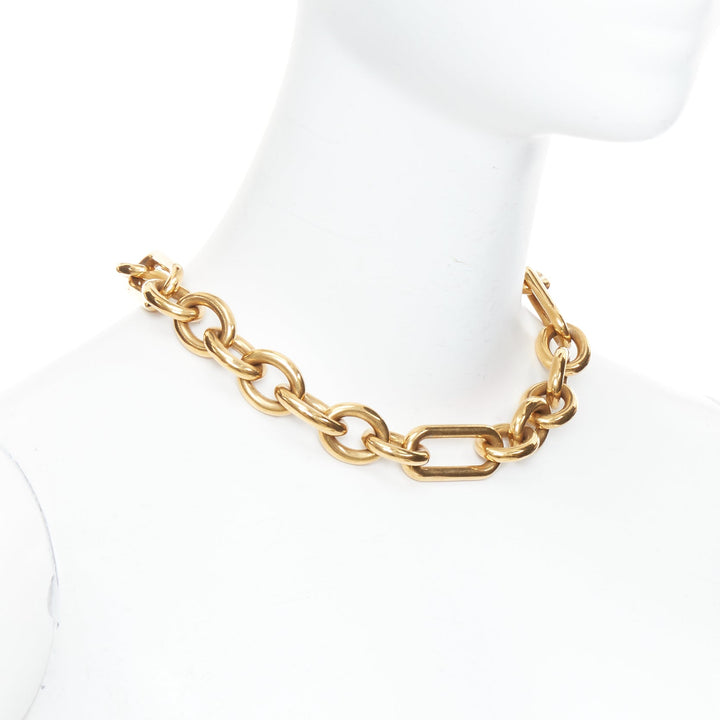 rare OLD CELINE Phoebe Philo Runway gold-tone mixed chunky loop chain necklace