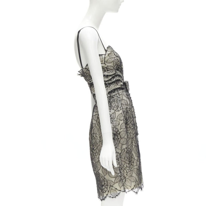 CHRISTIAN DIOR JOHN GALLIANO 2011 Runway lace bead embellished bow dress FR36 S