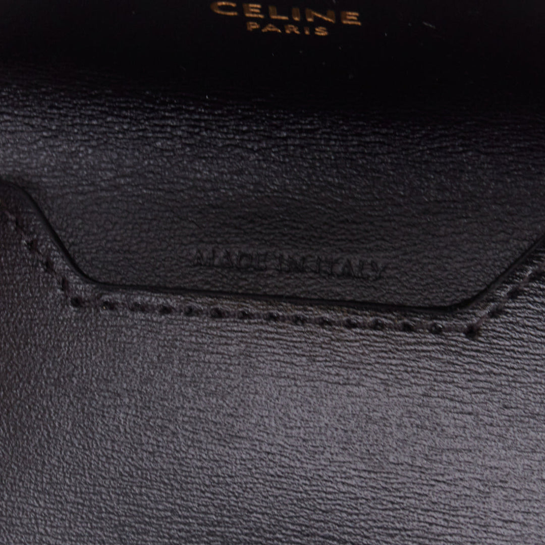 CELINE Compact wallet Coin Triomphe black shiny calfskin cardholder