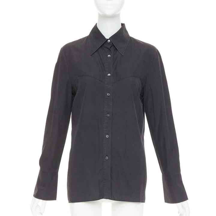 GUCCI Tom Ford charcoal grey cotton bust seam western style shirt IT42 XL