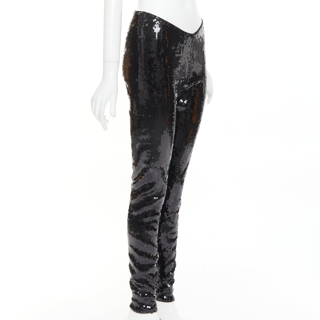ALEXANDRE VAUTHIER COUTURE SS2025 Runway black sequin stretch legging pants