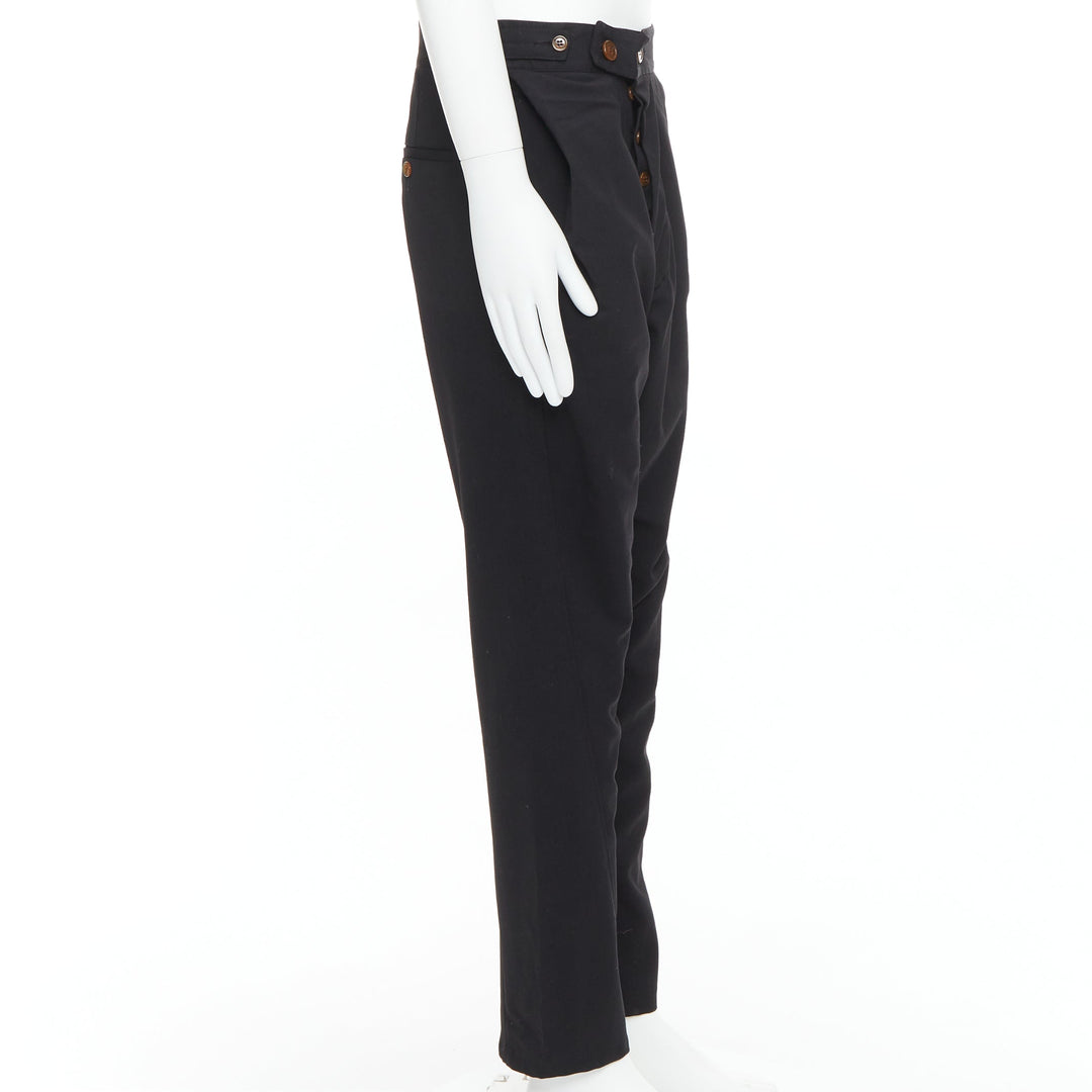 VIVIENNE WESTWOOD MEN black 3D cut drop crotch cropped pants IT48 M