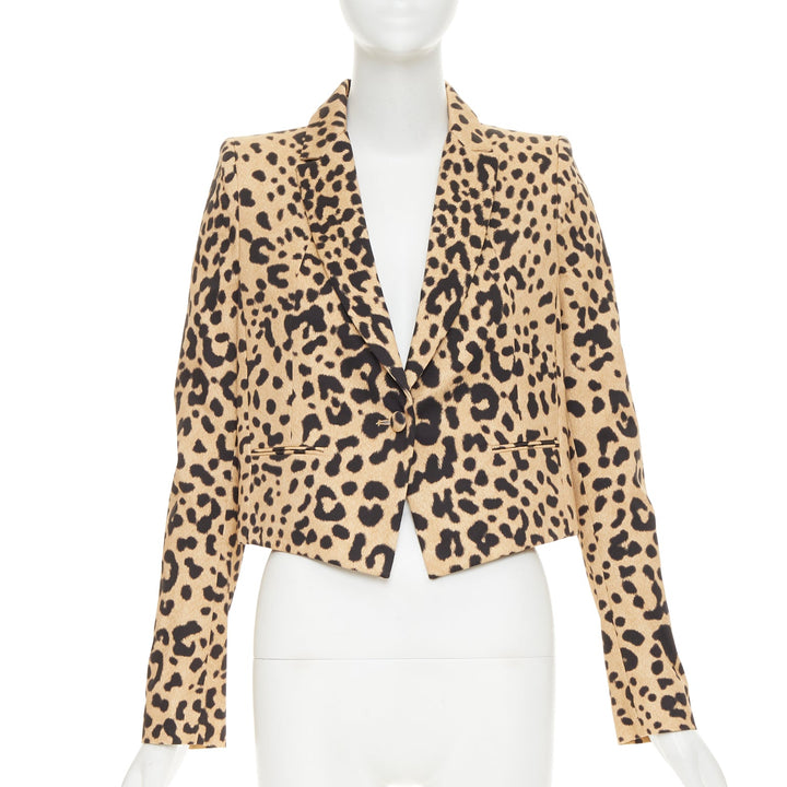 GIVENCHY 2012 leopard paneled cotton tailcoat tuxedo blazer IT36 XXS