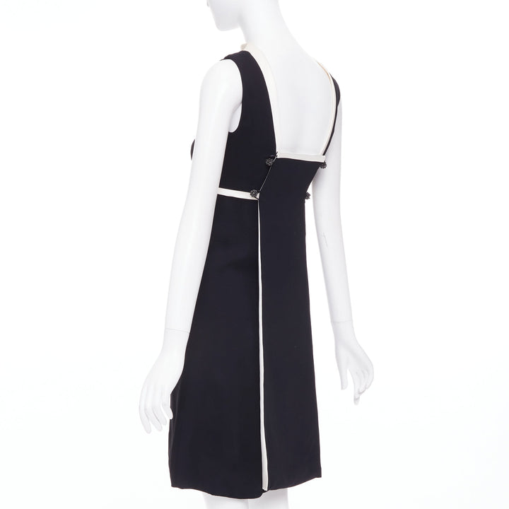 BALENCIAGA Nicolas Ghesquiere 2007 black cream square neck back dress FR36 S