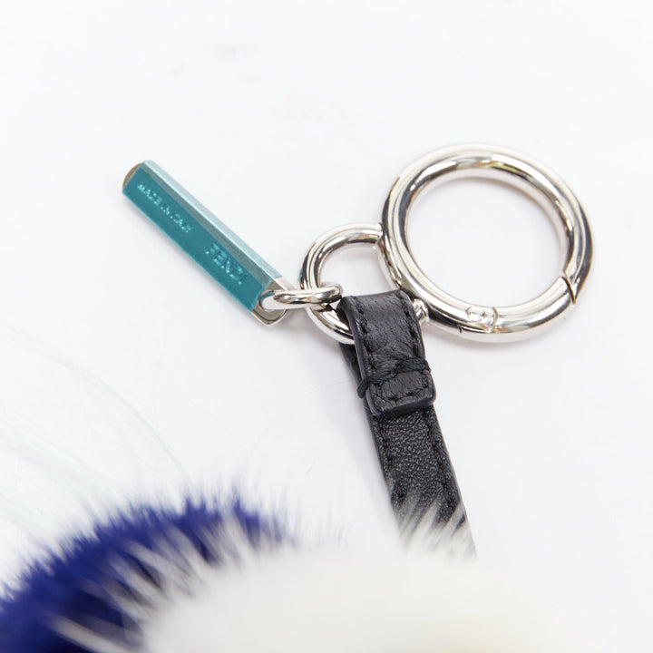 FENDI Monster Birgami Bird cream blue fur owl bag charm