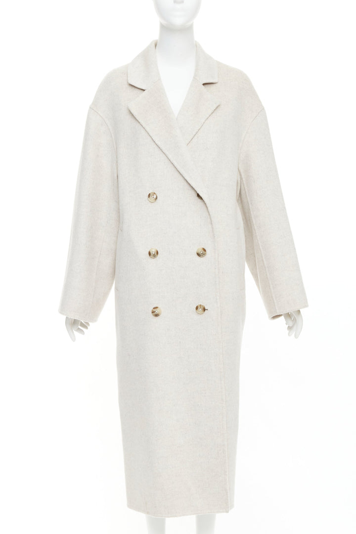 LOU LOU STUDIO Borneo light grey wool cashmere felt double breasted long coat XS
