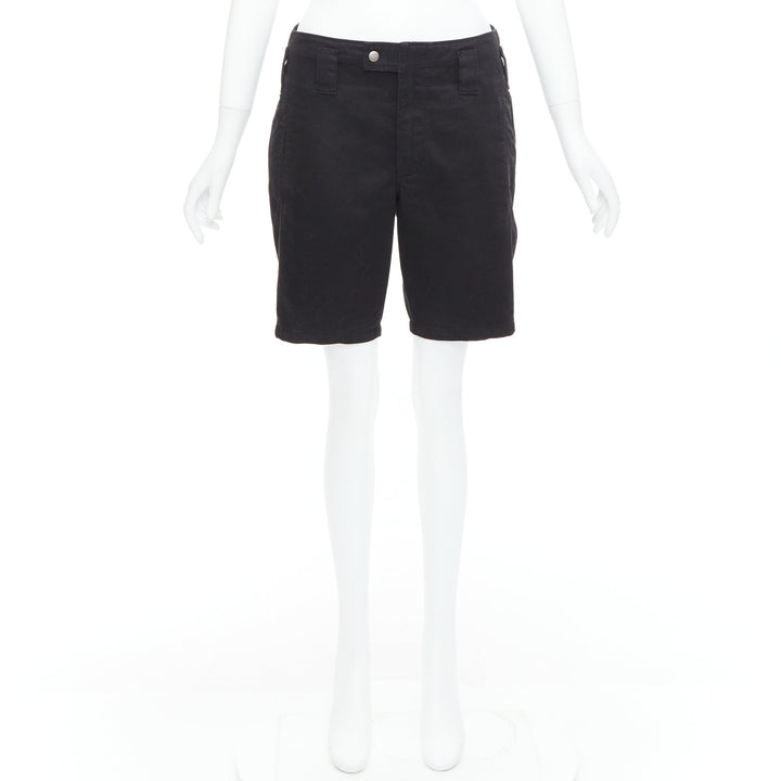 SAINT LAURENT 2018 black cotton ramie back pocket bermuda shorts FR36 S